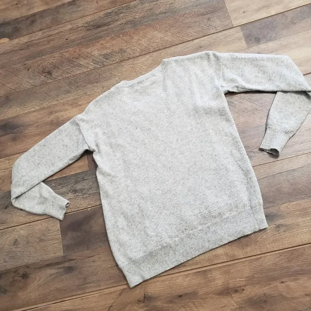 J. Crew Wool‎ Rabbit Hair Blend Gray and Black Scoopneck Knit Sweater XXS